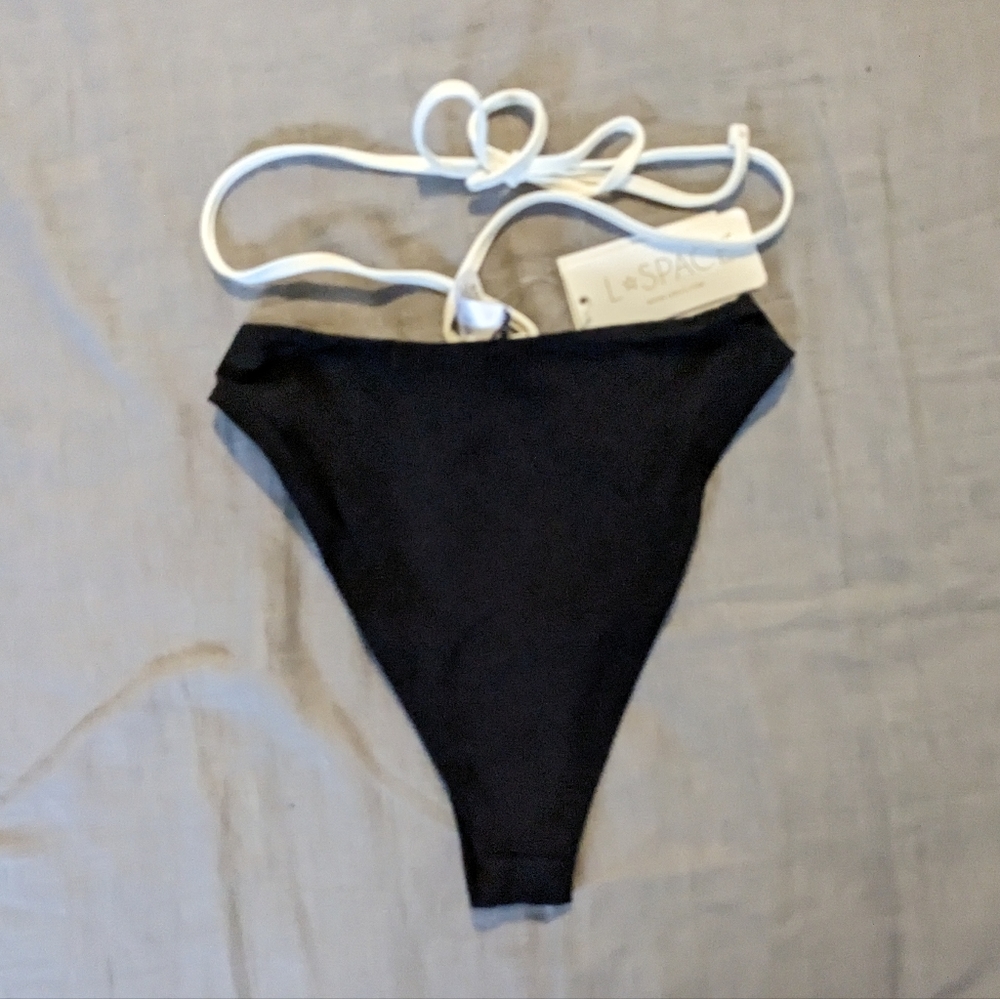 L*Space Helena Joy Bikini Set Black Cream - Picture 7 of 8